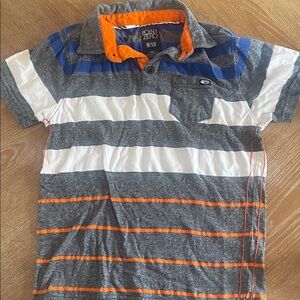 Point Zero Kids Polo - Gray, Blue, and Orange Stripes